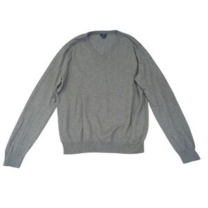J.Crew Cotton Cashmere V Neck Sweater Mens Gray Knit Pullover Small S Y2K